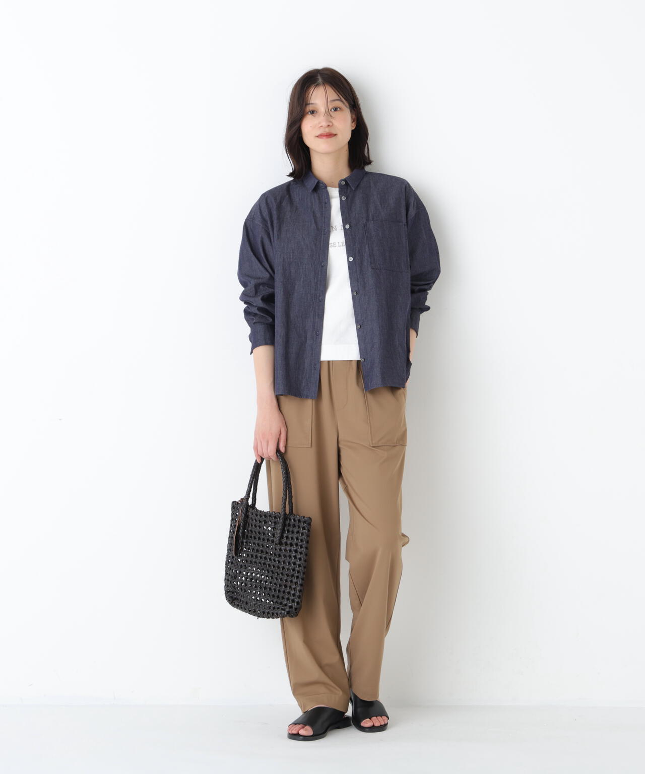 《ジャージー素材 / 洗える》鹿の子ストレッチベイカーパンツ