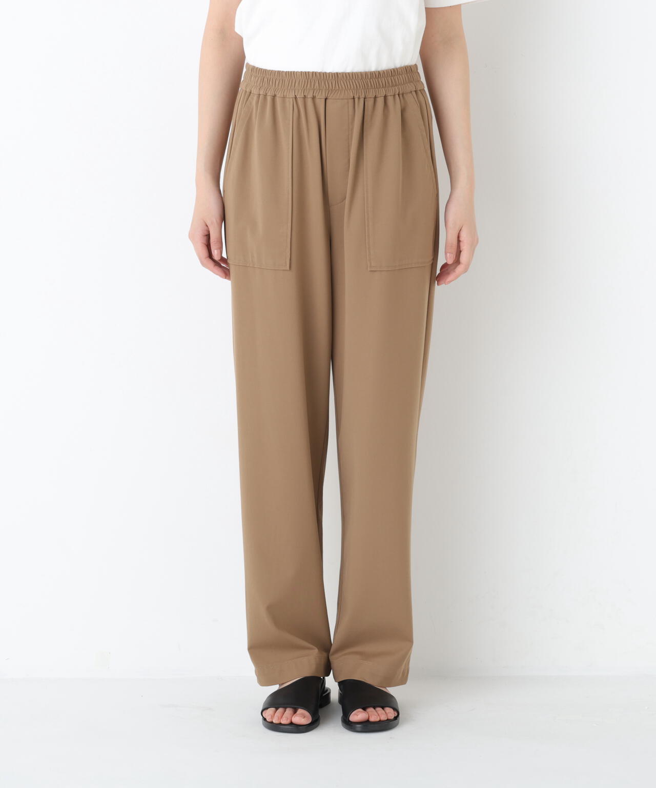 《ジャージー素材 / 洗える》鹿の子ストレッチベイカーパンツ