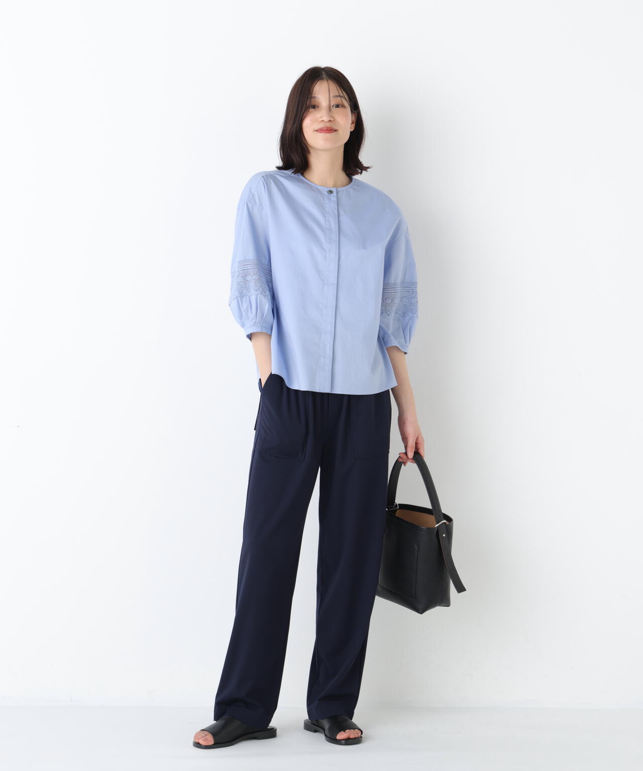 《ジャージー素材 / 洗える》鹿の子ストレッチベイカーパンツ