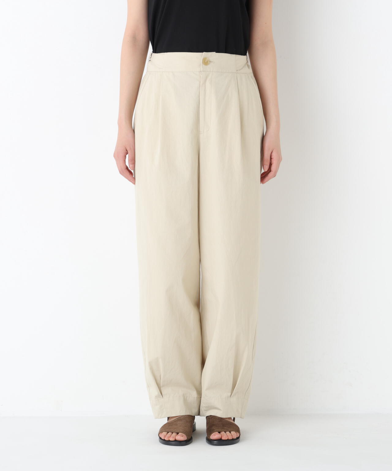《洗える》コットンワッシャーバレルパンツ