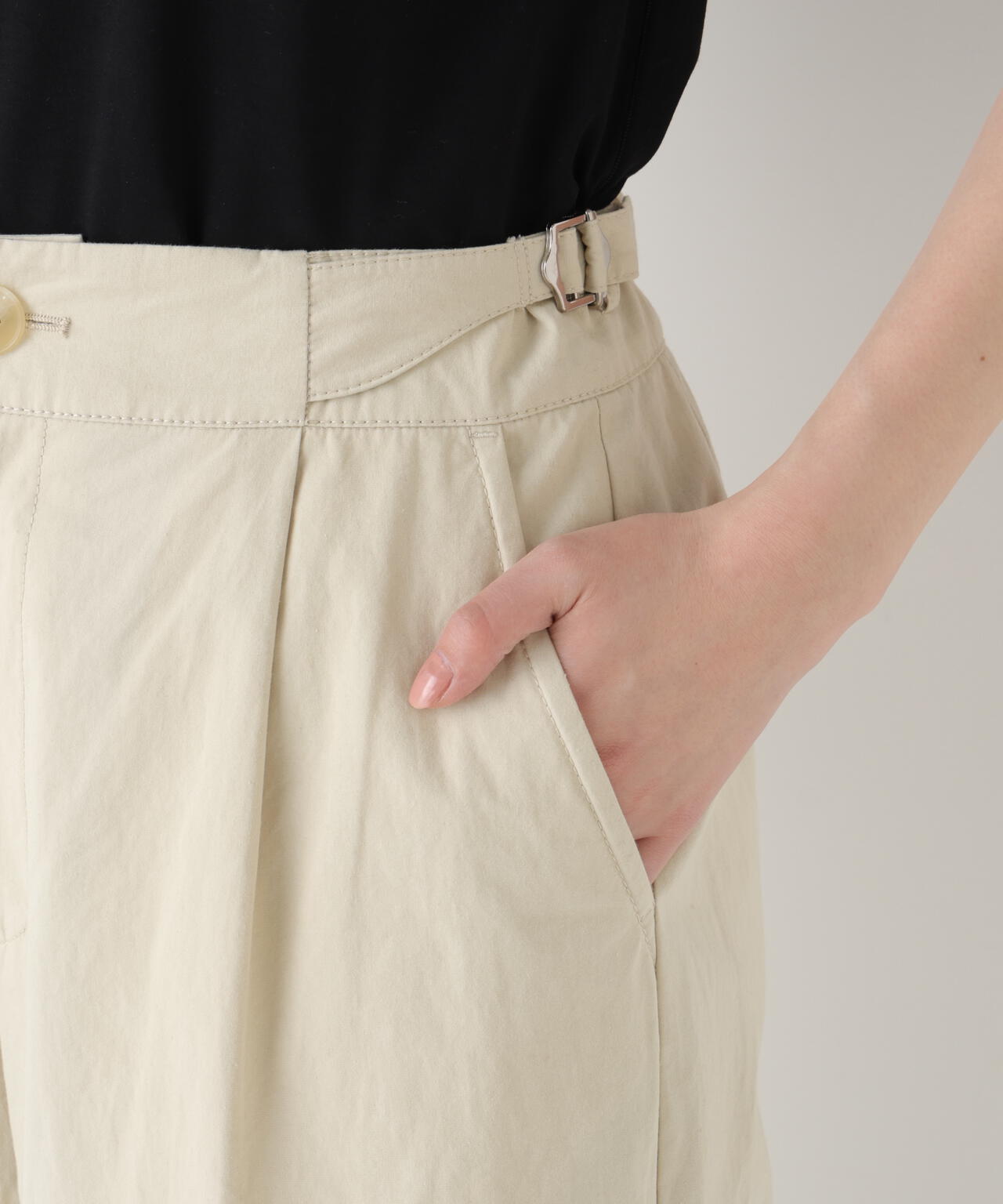 《洗える》コットンワッシャーバレルパンツ