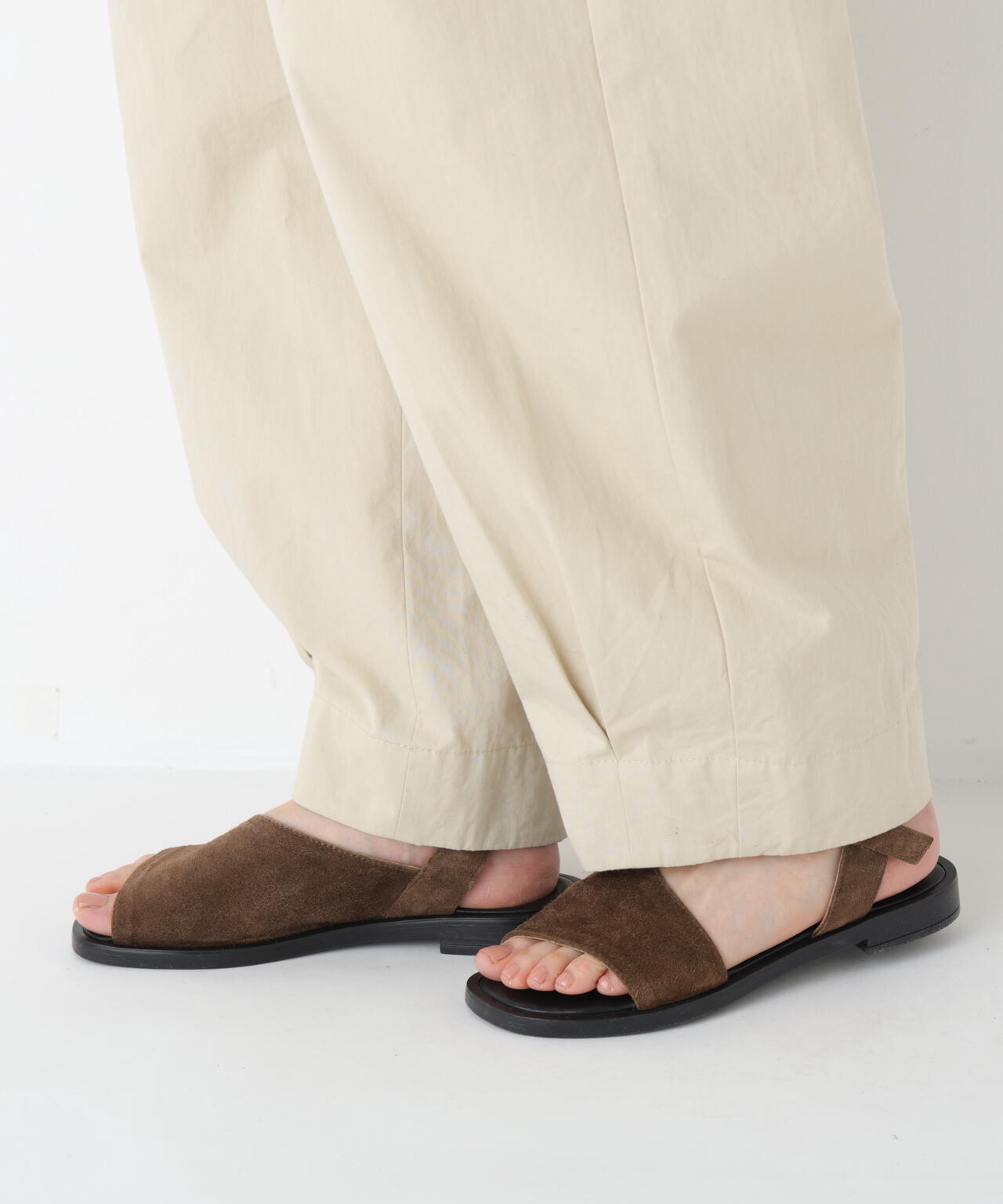 《洗える》コットンワッシャーバレルパンツ