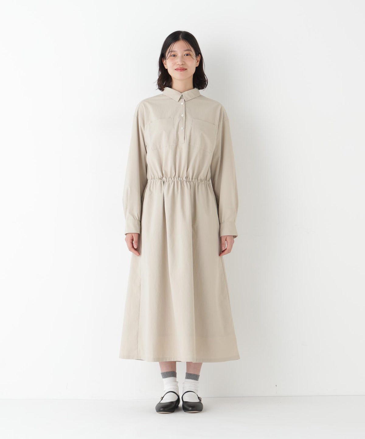 ≪洗える≫ドロストシャツワンピース