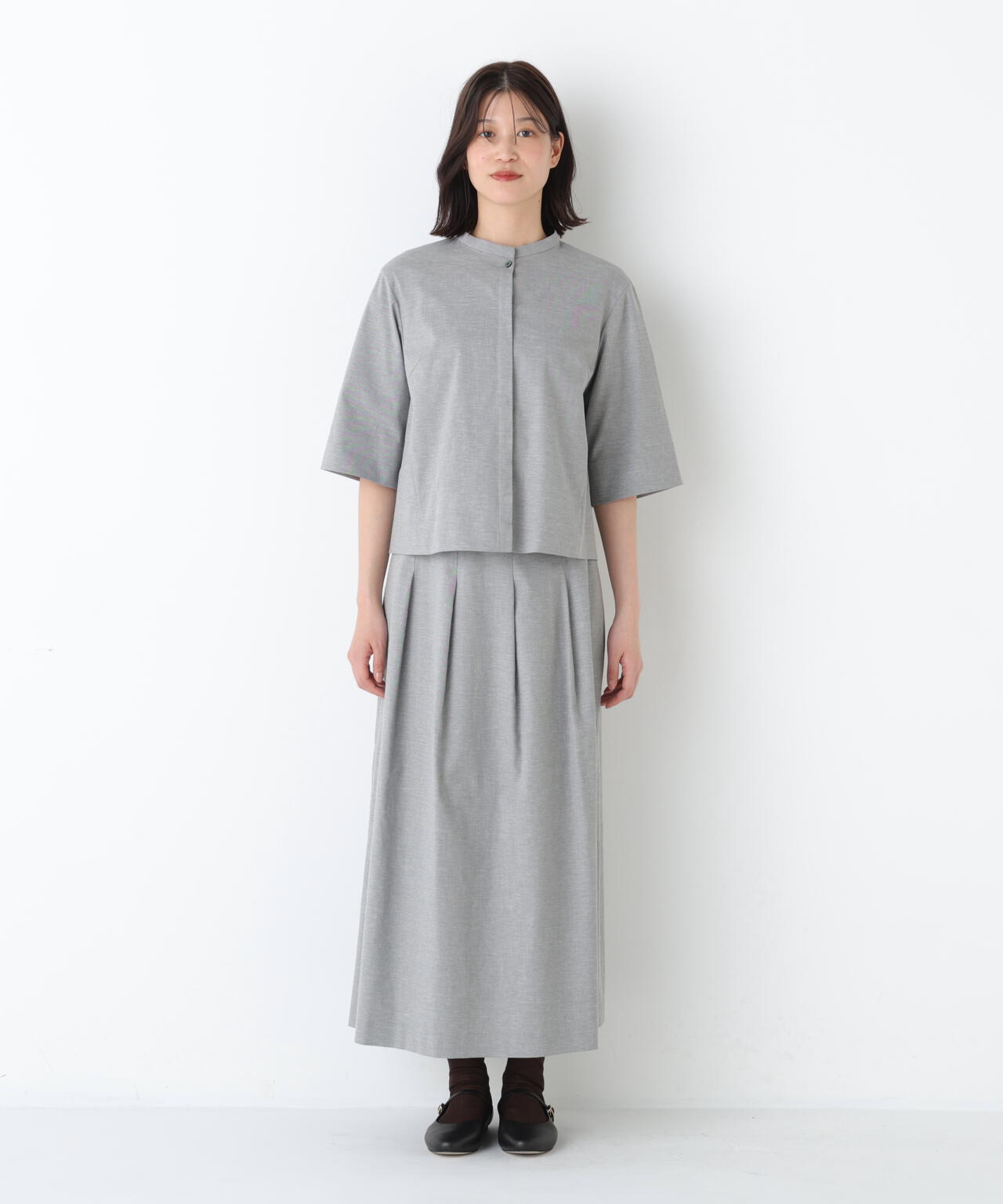 《リネン混/ 洗える》ストレッチタンブラーセットアップ