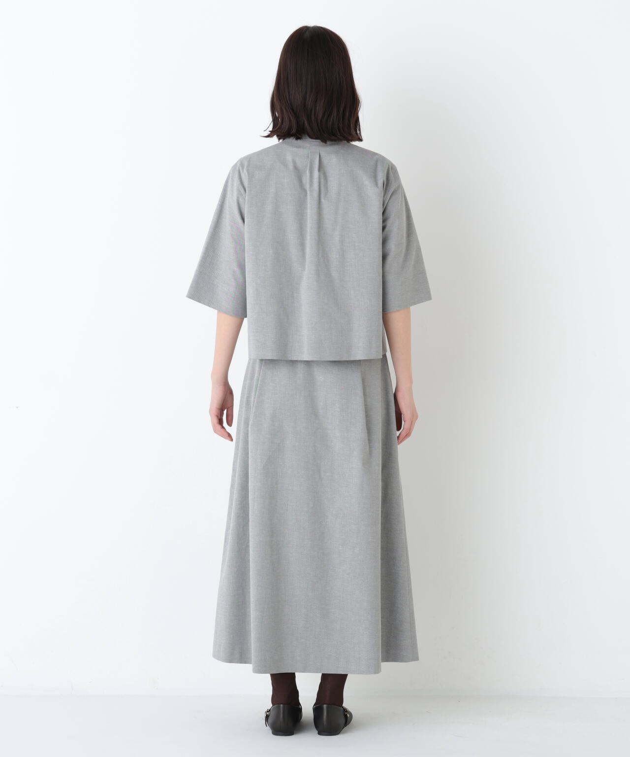 《リネン混/ 洗える》ストレッチタンブラーセットアップ