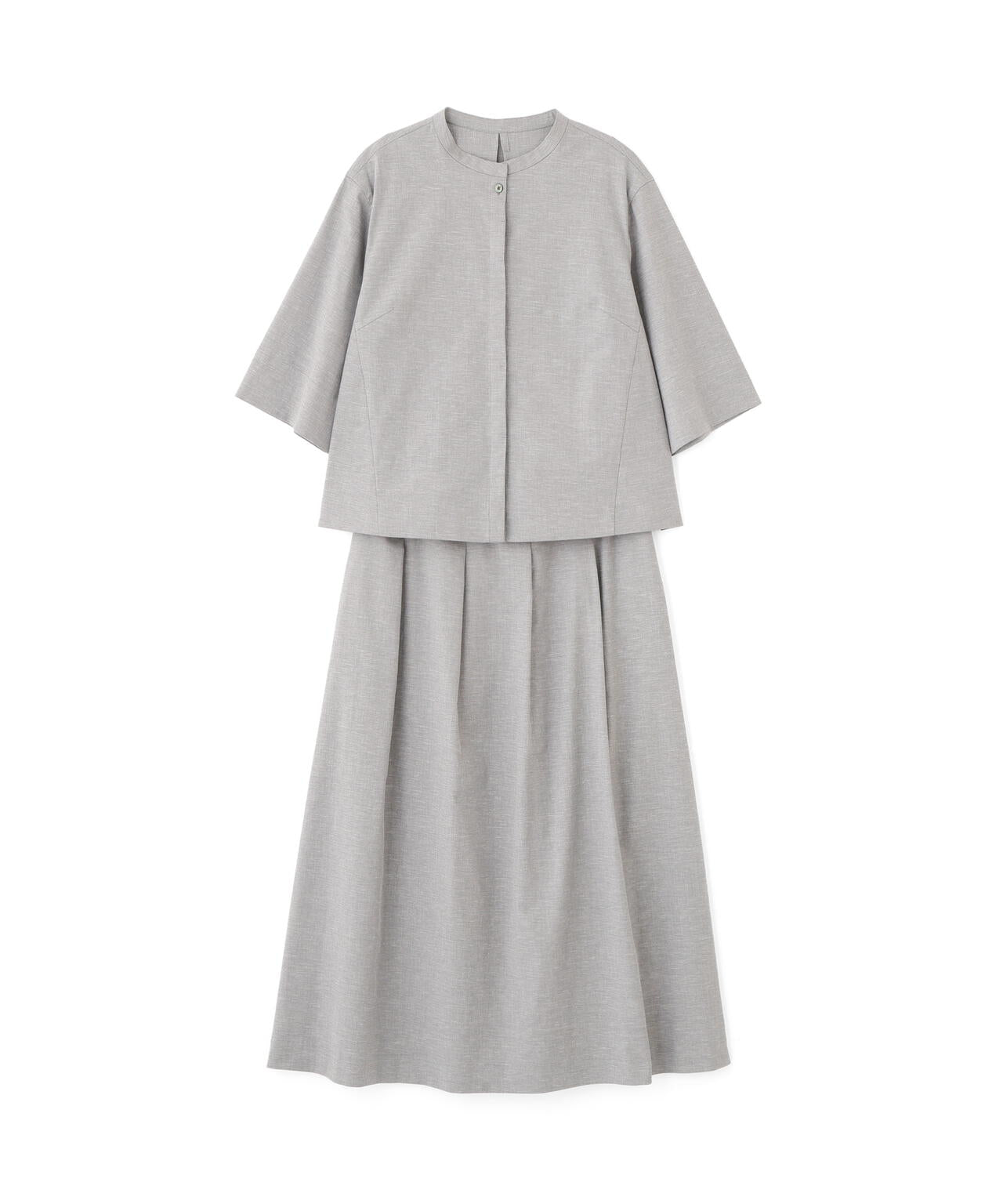 《リネン混/ 洗える》ストレッチタンブラーセットアップ