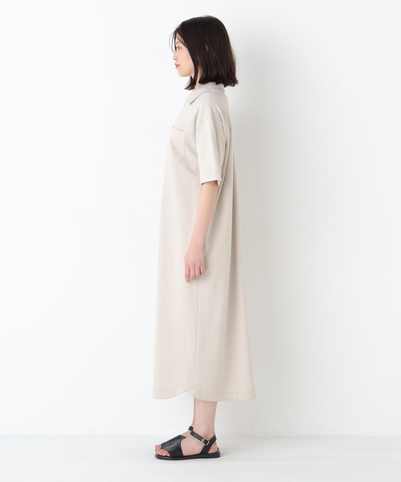 ハーフジップカットソーワンピース