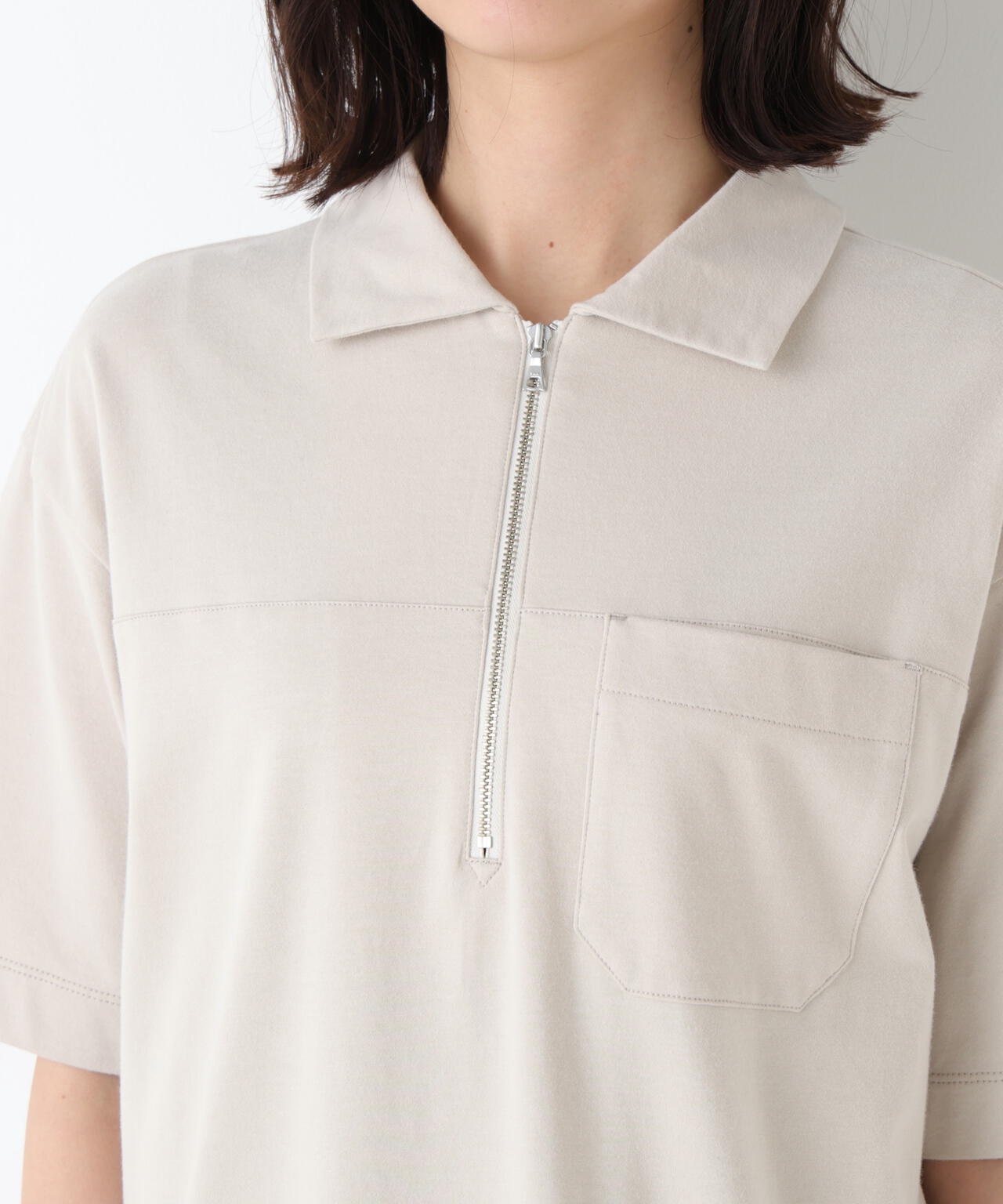 ハーフジップカットソーワンピース