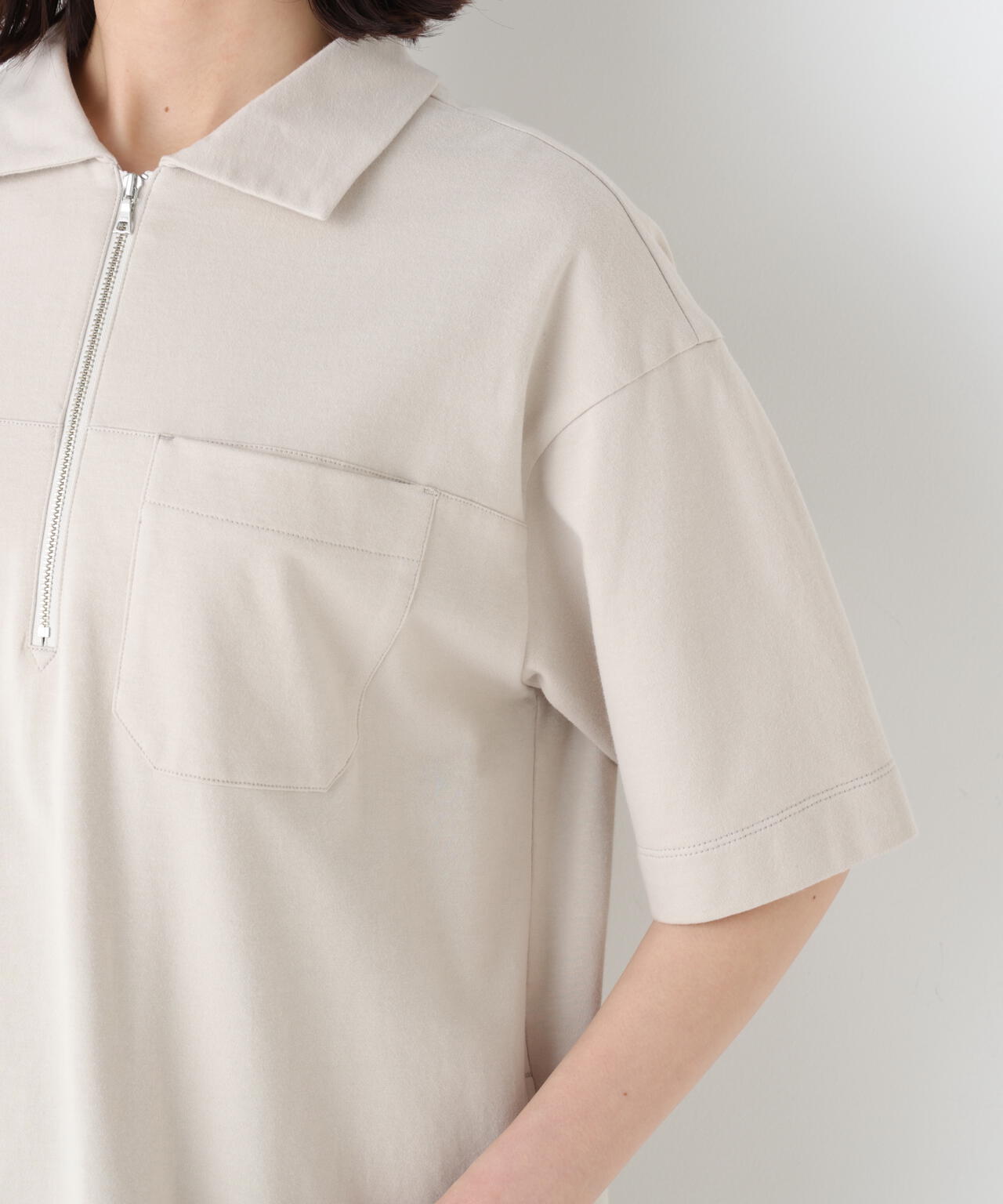 ハーフジップカットソーワンピース