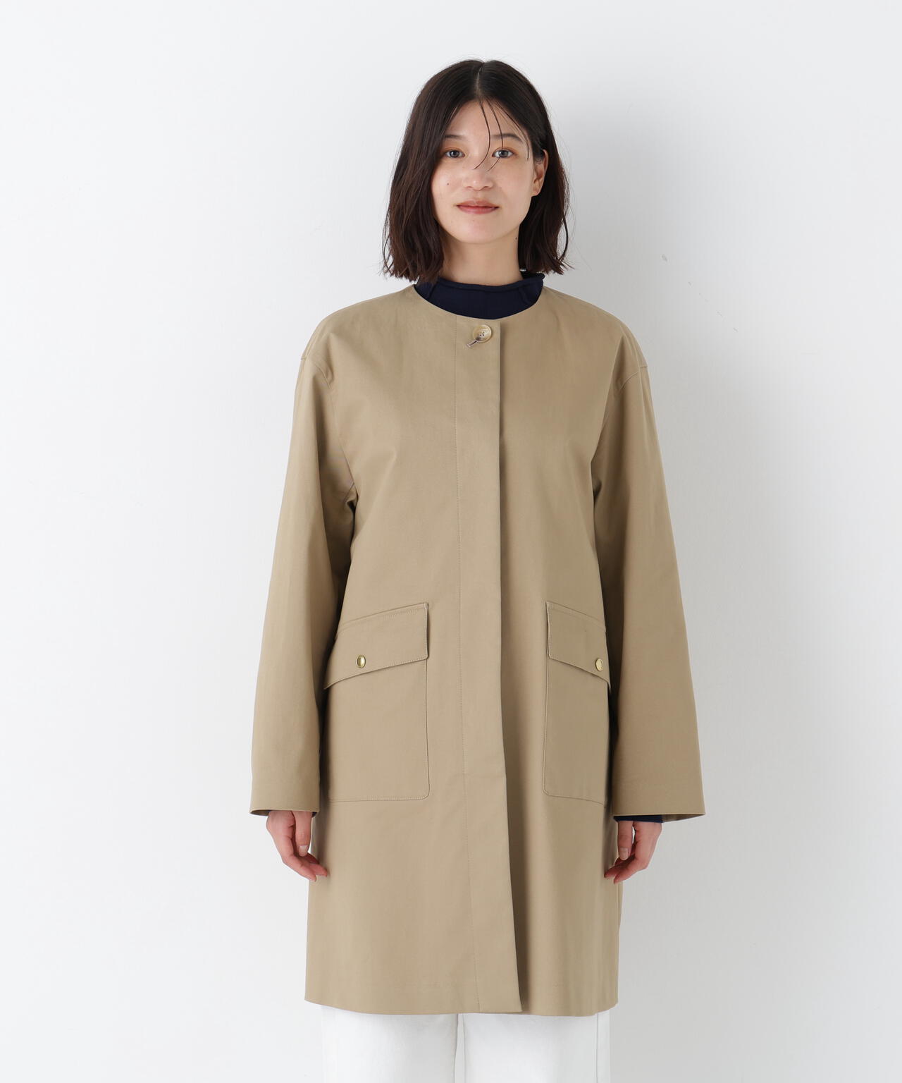 《ライナー取り外し可能》フラップノーカラーコート