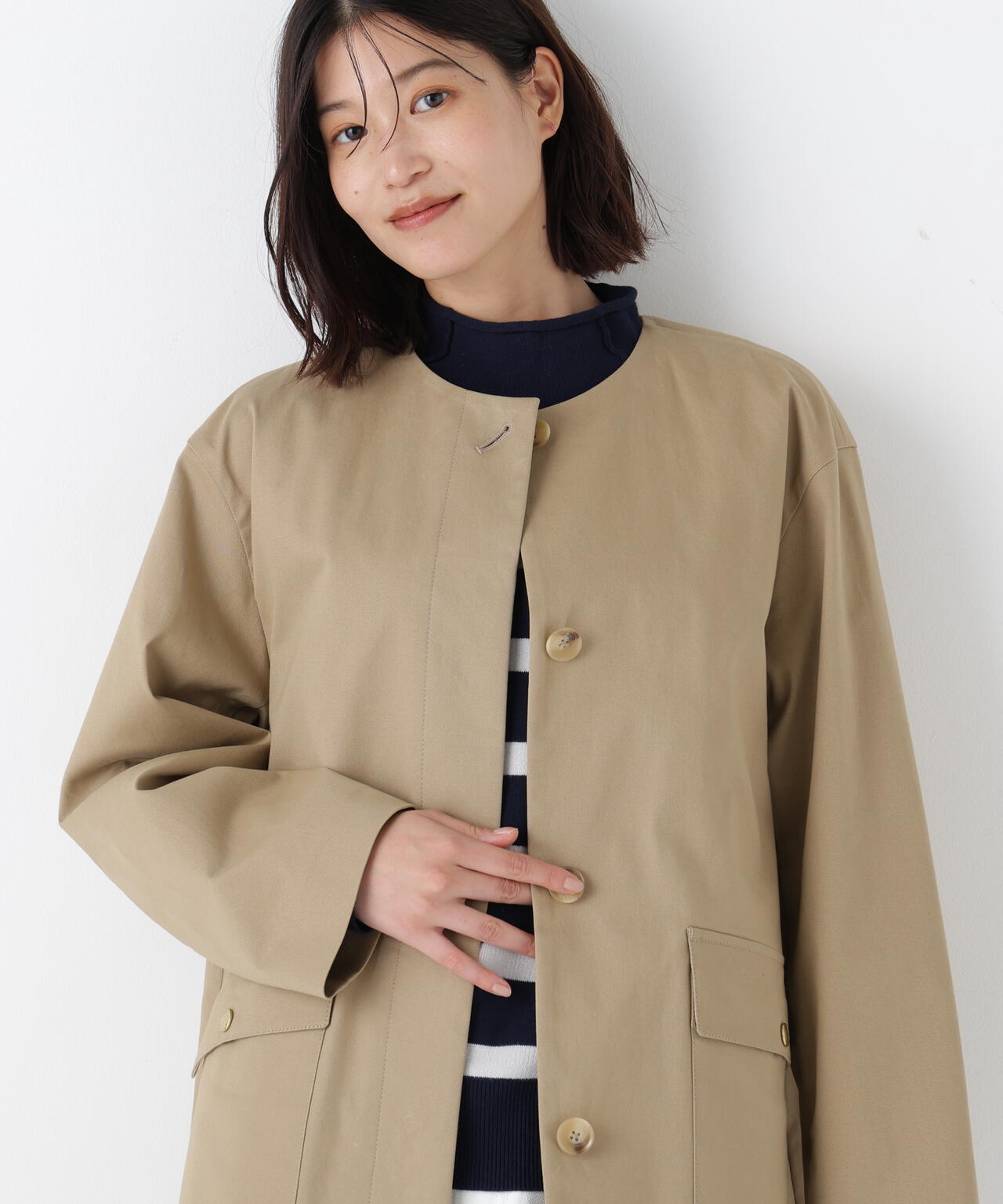 《ライナー取り外し可能》フラップノーカラーコート