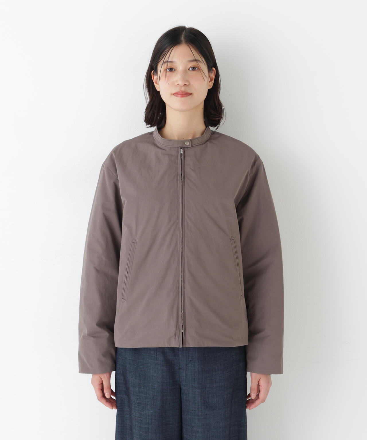 ≪弱撥水素材≫中綿入りタフタショートブルゾン