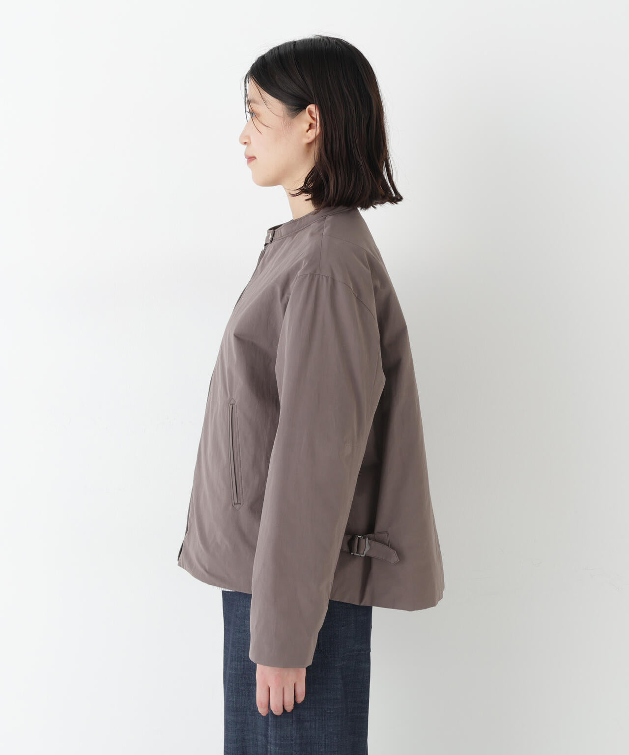 ≪弱撥水素材≫中綿入りタフタショートブルゾン