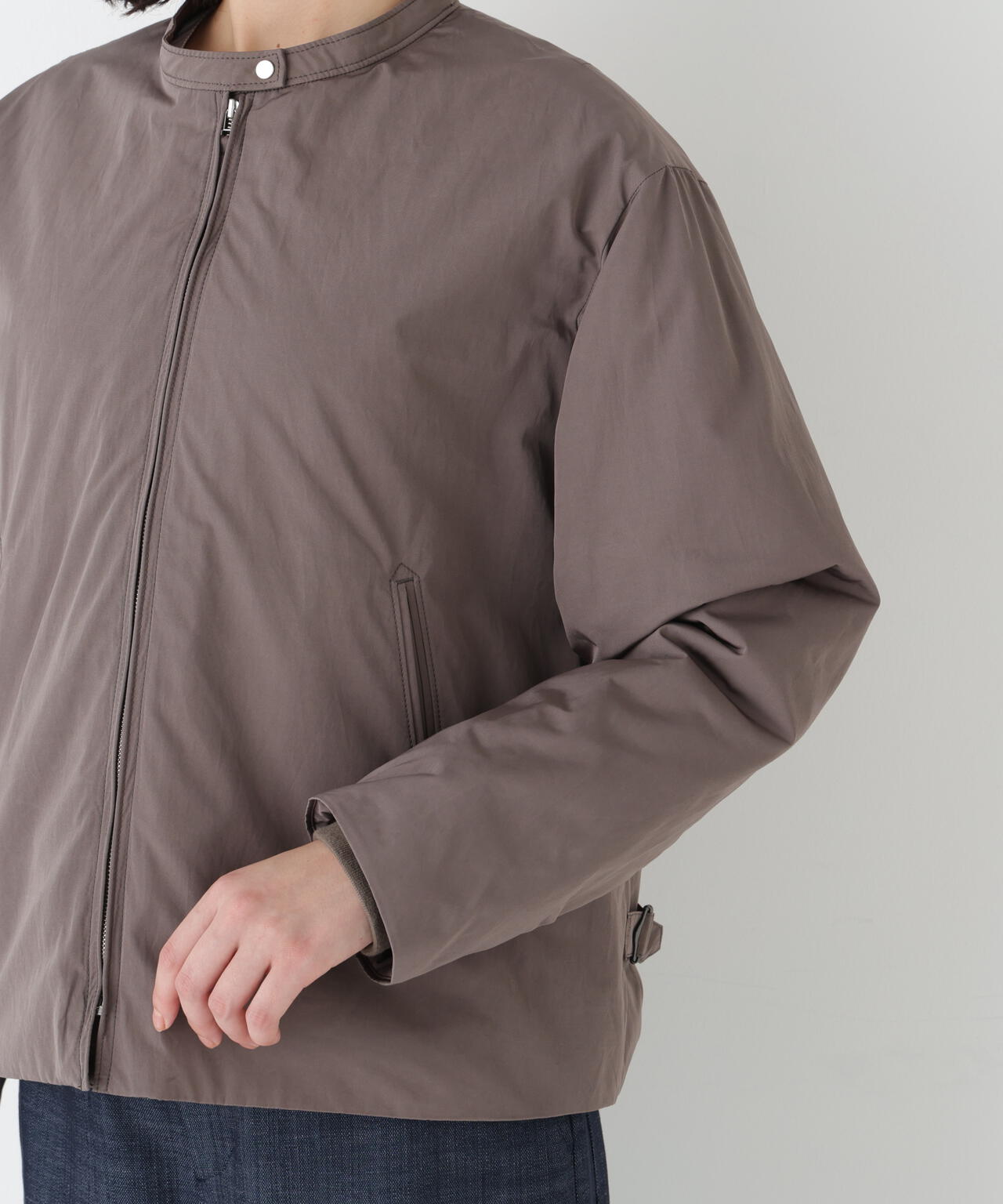 ≪弱撥水素材≫中綿入りタフタショートブルゾン