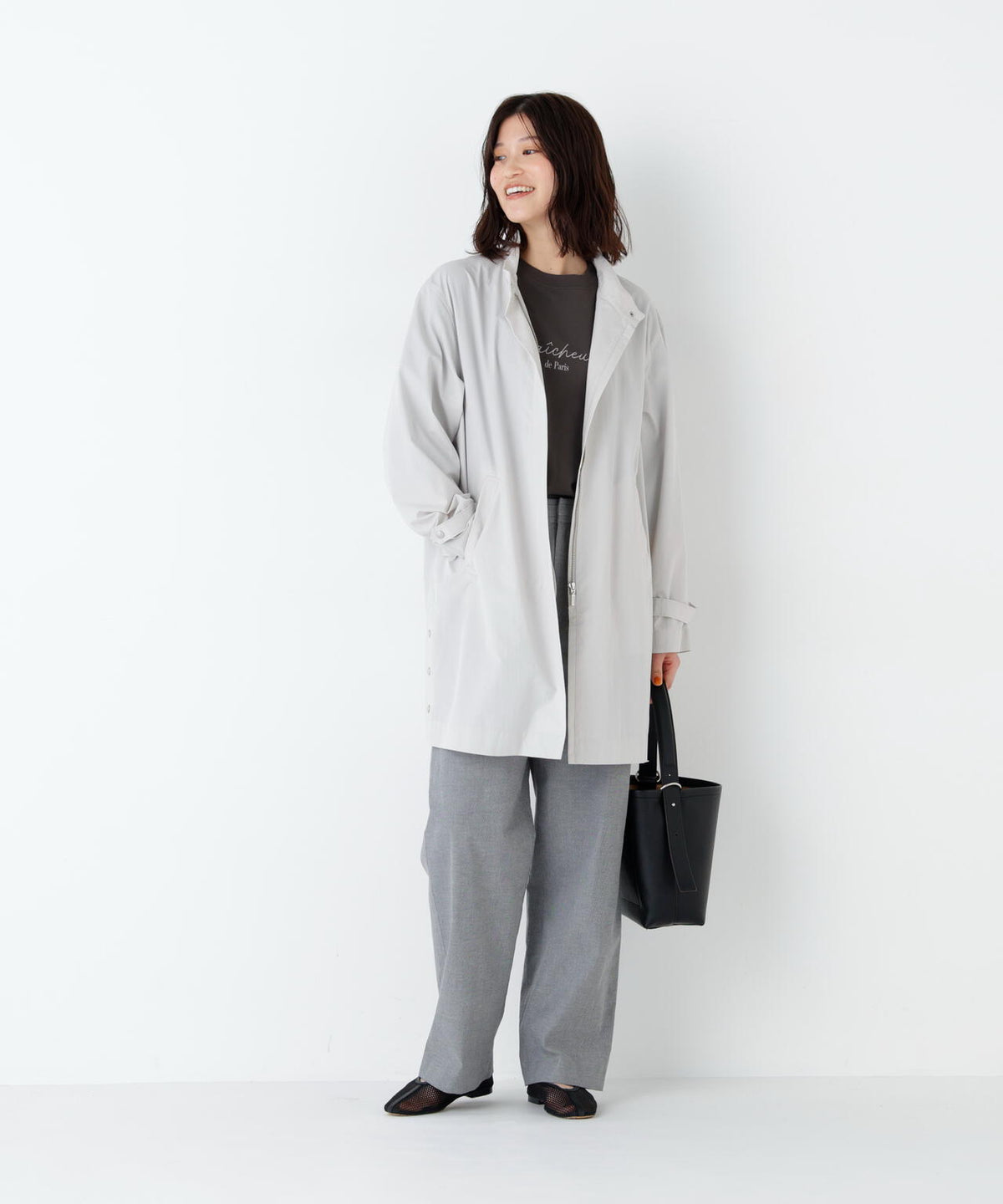 《洗える》コットンナイロンダンプスタンドカラーコート