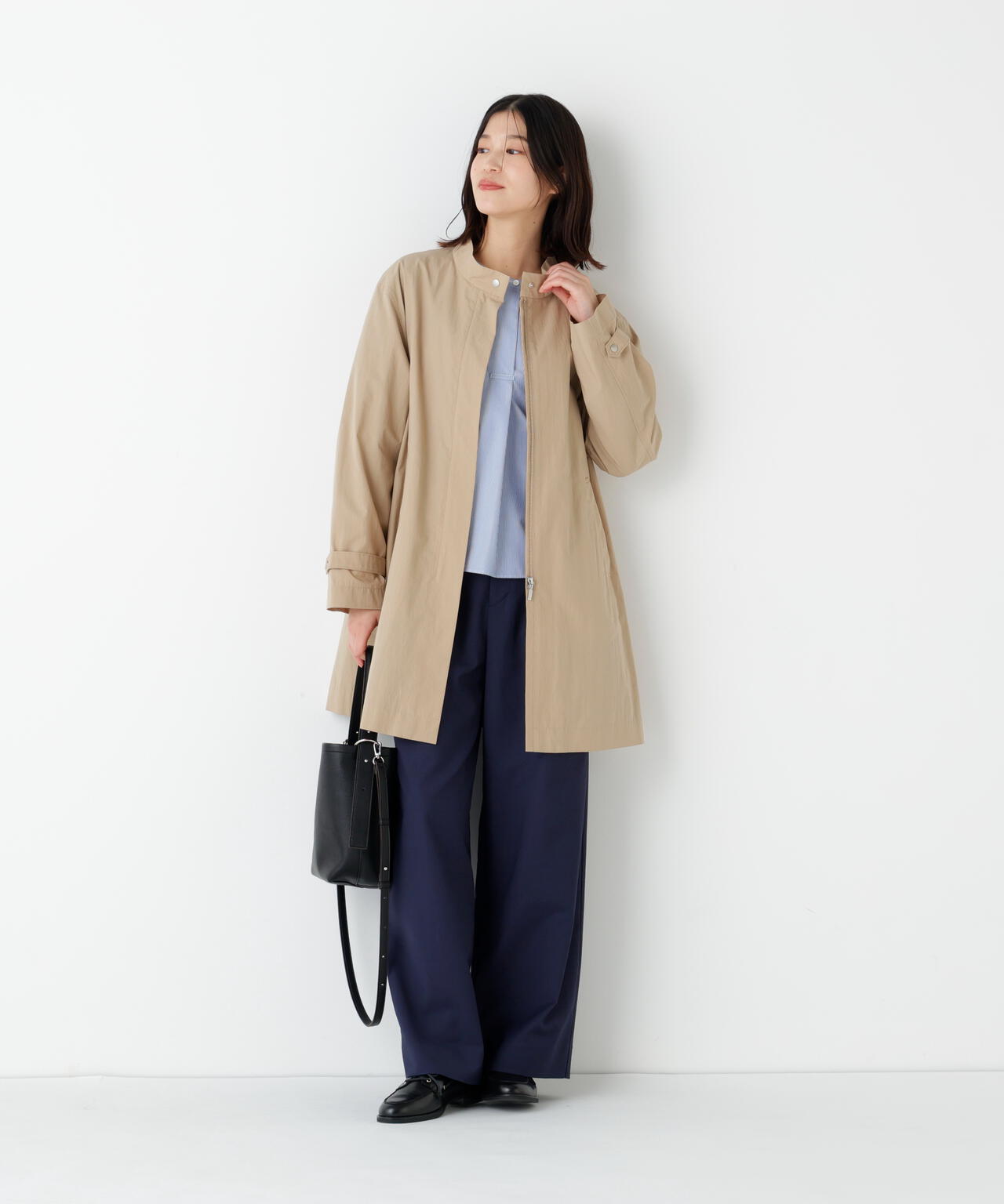 《洗える》コットンナイロンダンプスタンドカラーコート