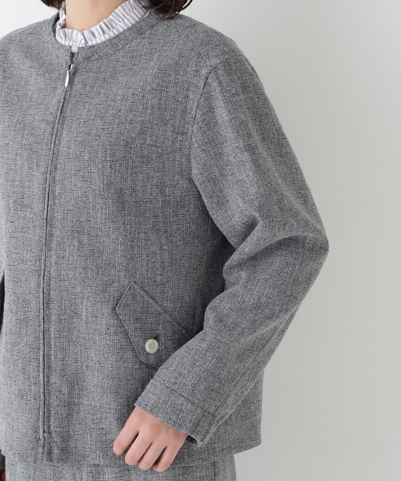 ≪セットアップ可≫リングツィードノーカラーブルゾン