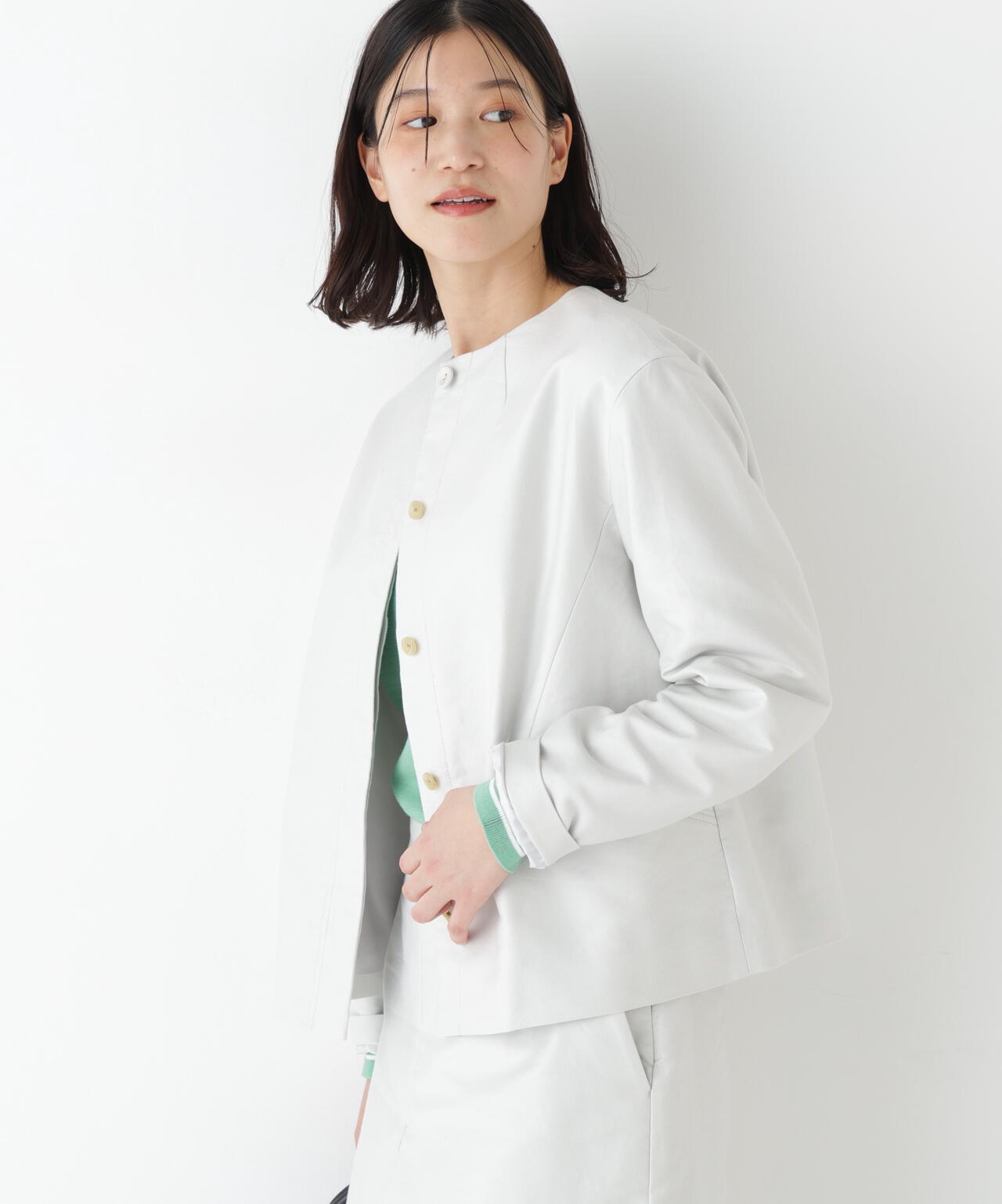 ≪洗える≫ライトモールスキンノーカラージャケット