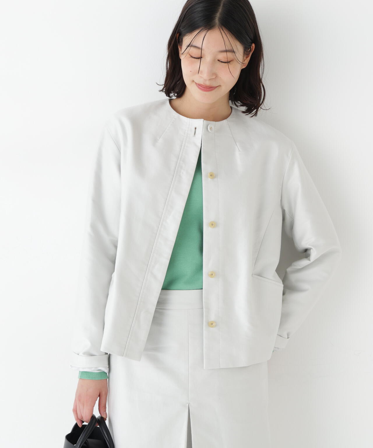 ≪洗える≫ライトモールスキンノーカラージャケット