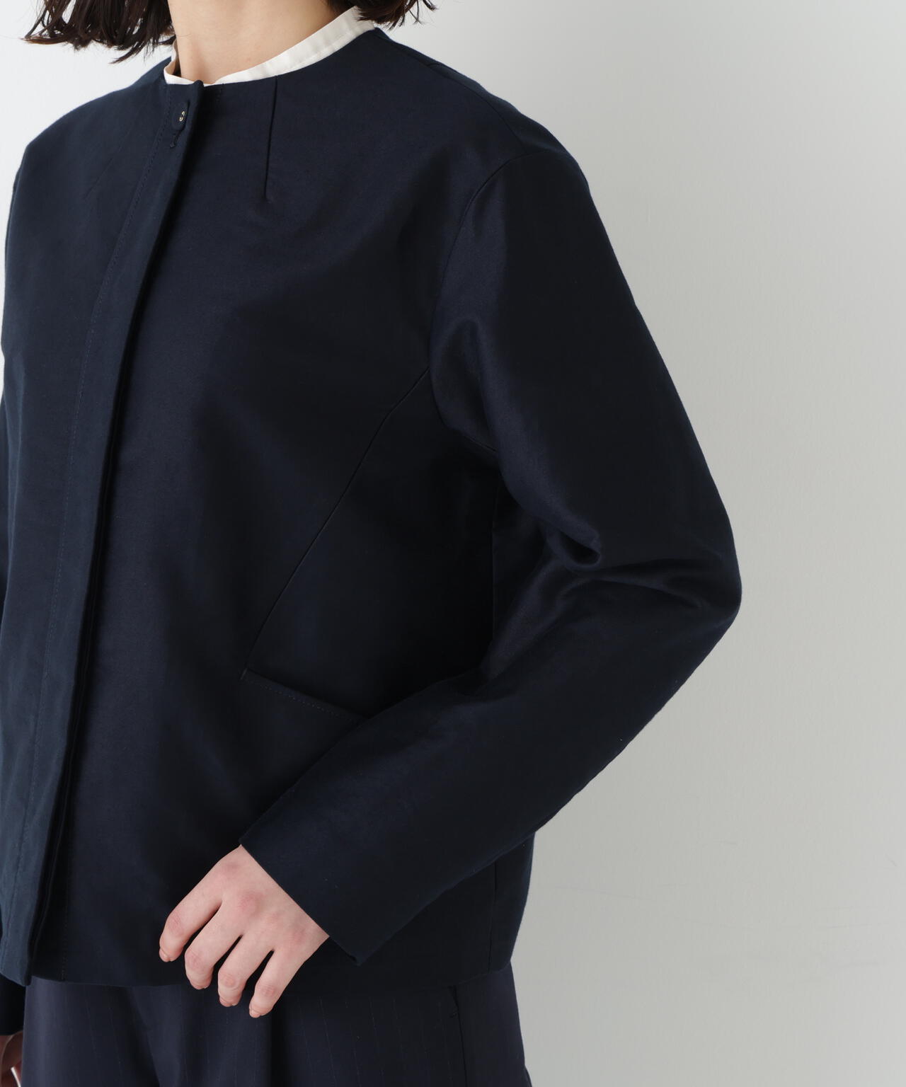 ≪洗える≫ライトモールスキンノーカラージャケット