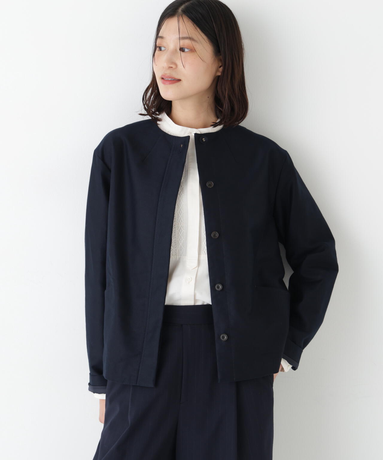 ≪洗える≫ライトモールスキンノーカラージャケット