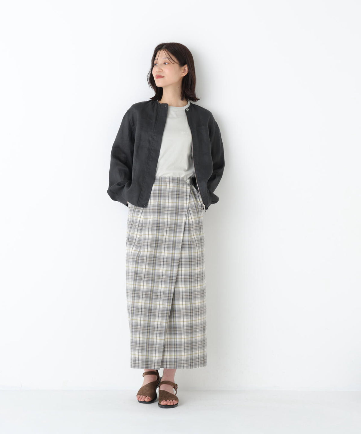 《名品 / リネン100% / 洗える》ハードマンリネンノーカラーブルゾン