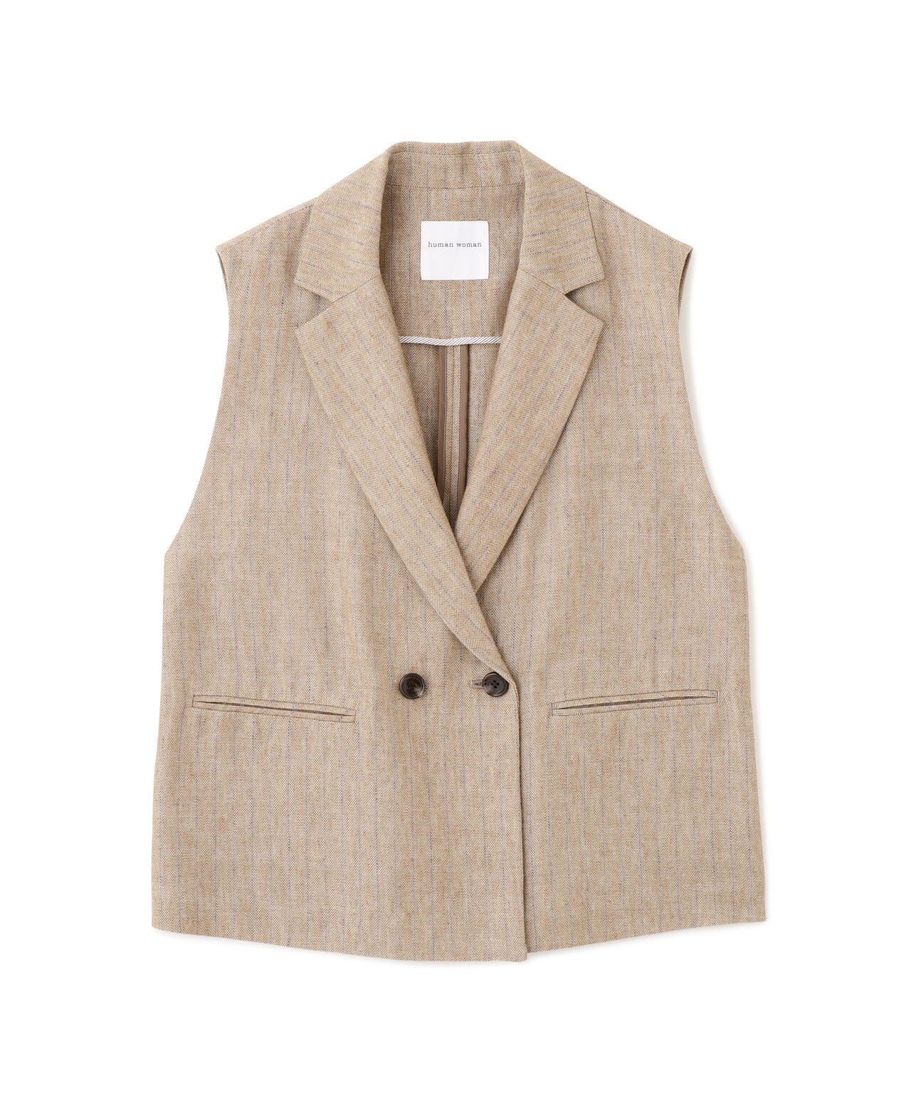 《定番素材 / 洗える》ドライタッチリネン混ショートジレ