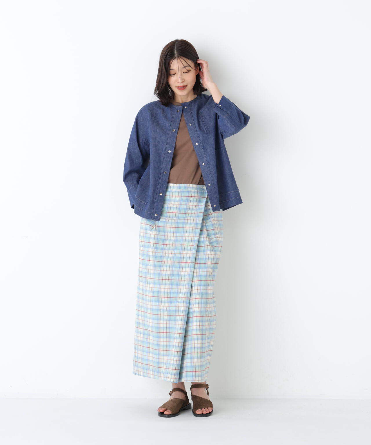 《洗える》綿麻ライトオンスデニムブルゾン