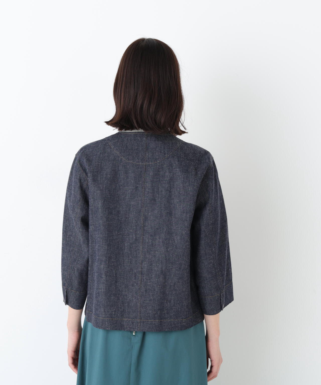 《洗える》綿麻ライトオンスデニムブルゾン