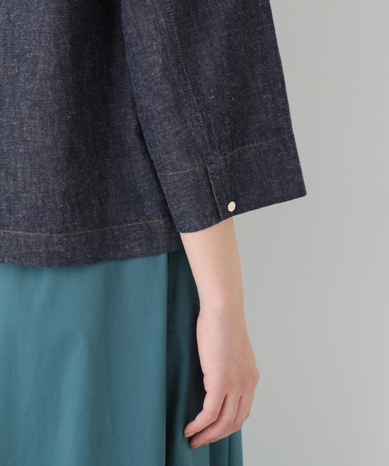 《洗える》綿麻ライトオンスデニムブルゾン