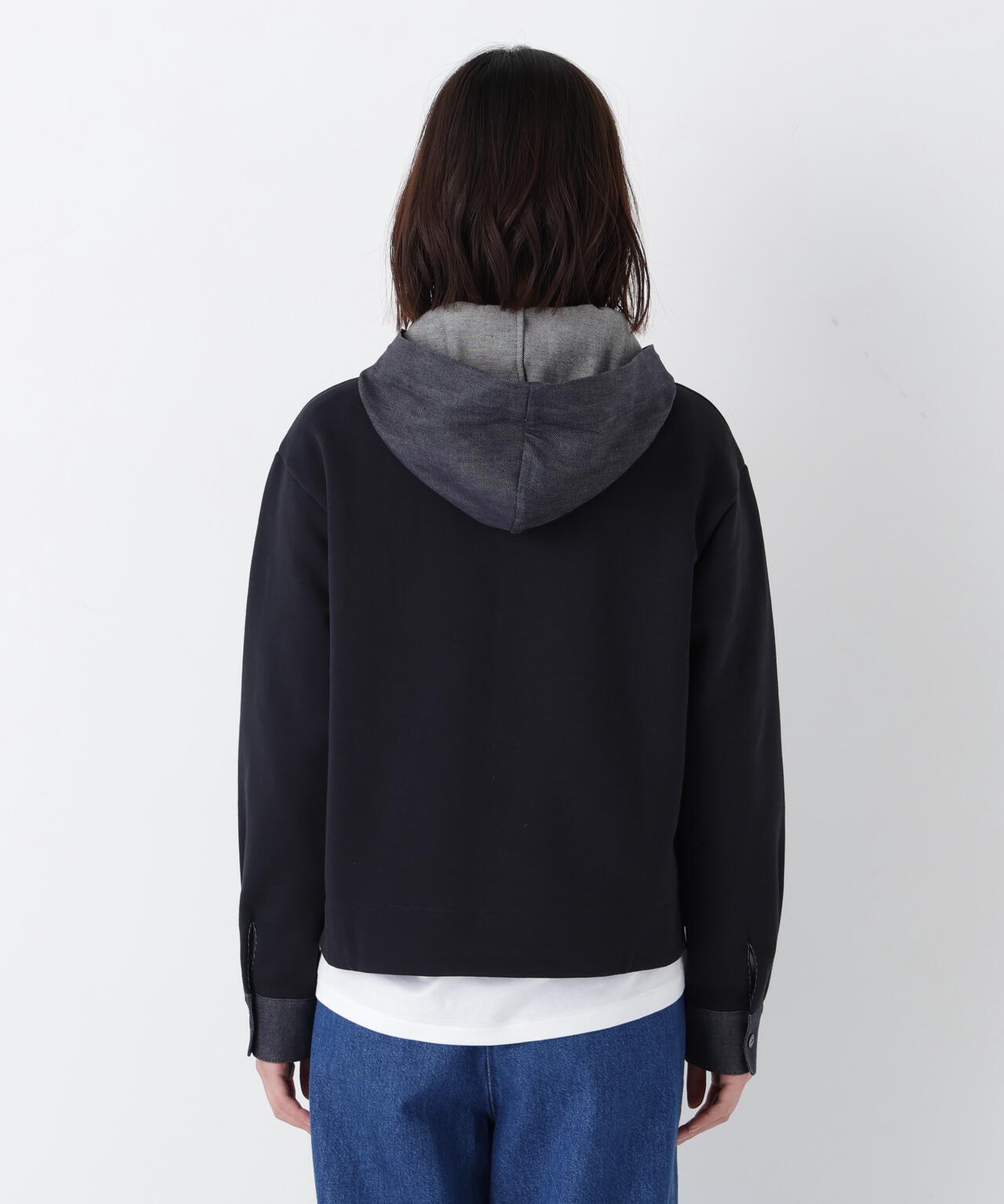 デニムドッキングフーディープルオーバー