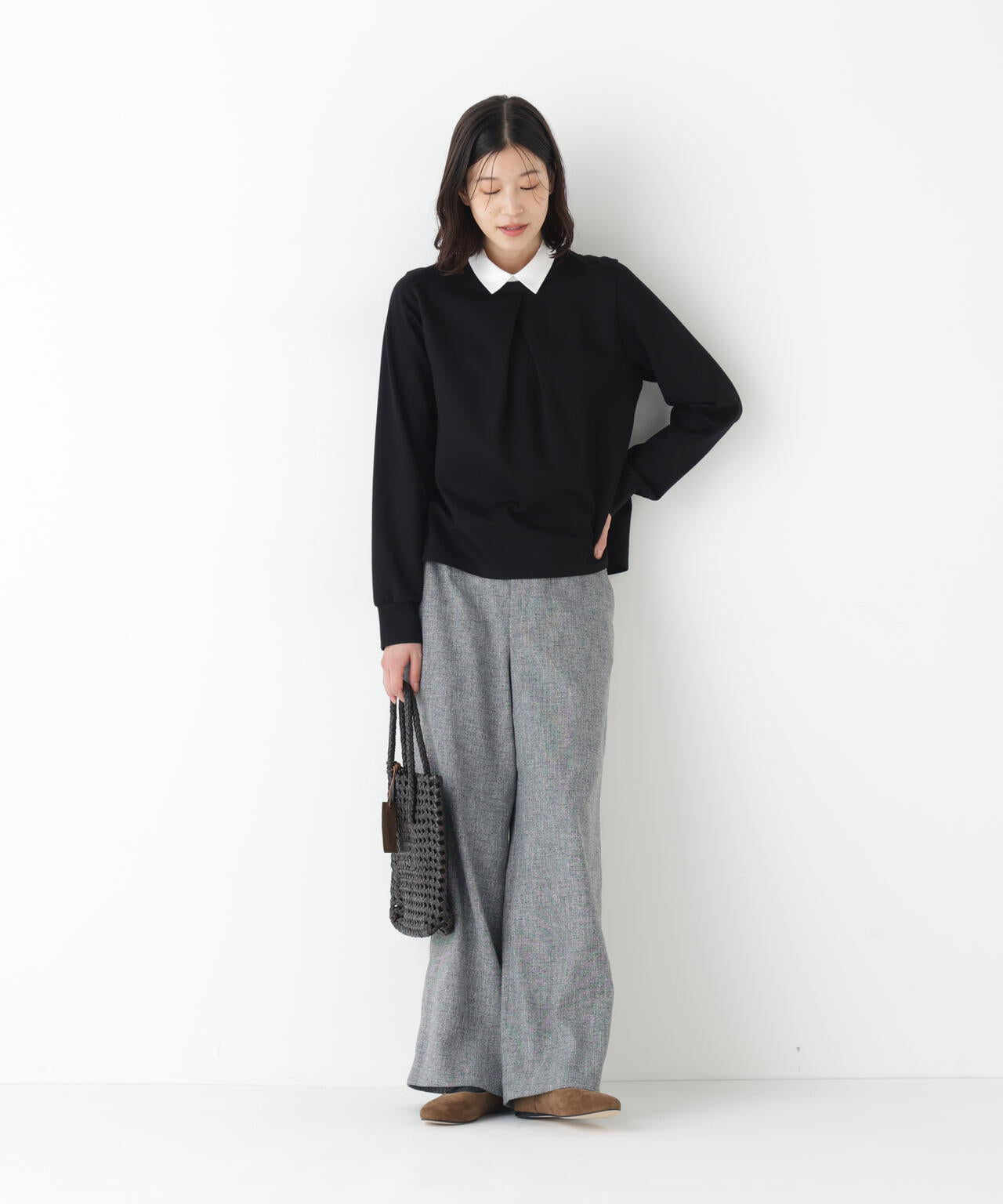 シャツカラードッキングプルオーバー