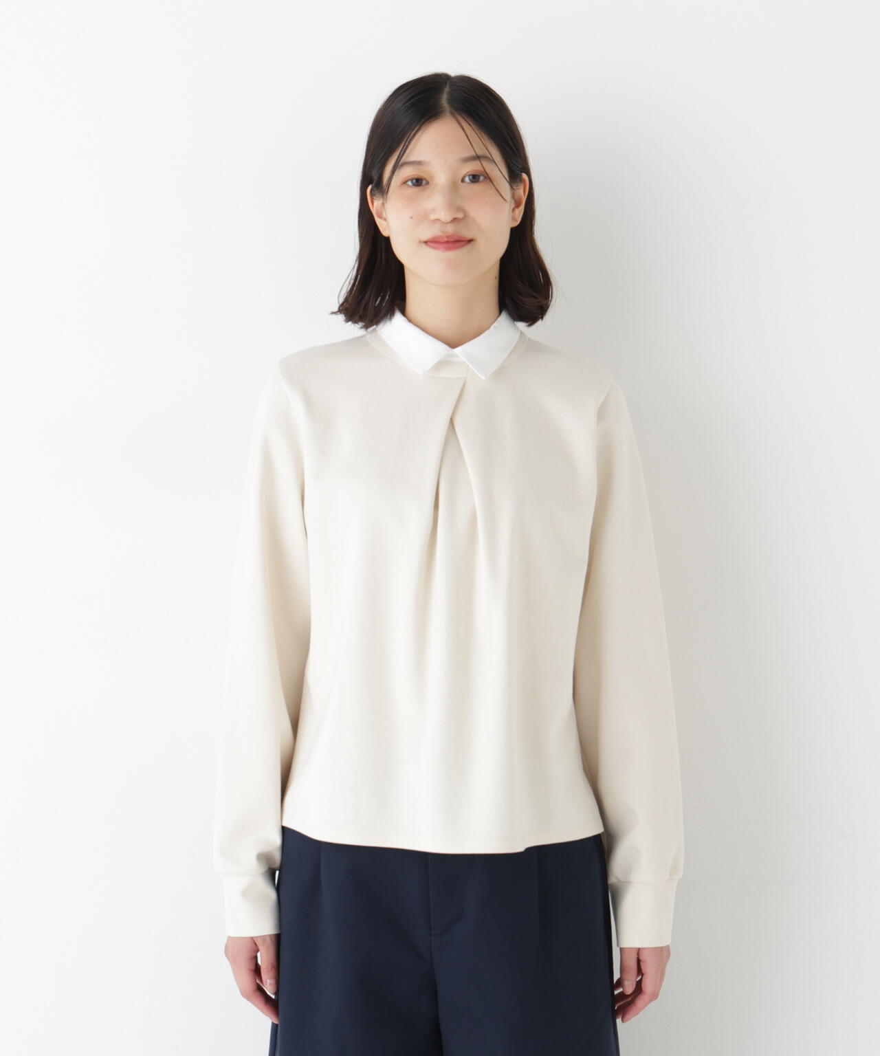 シャツカラードッキングプルオーバー