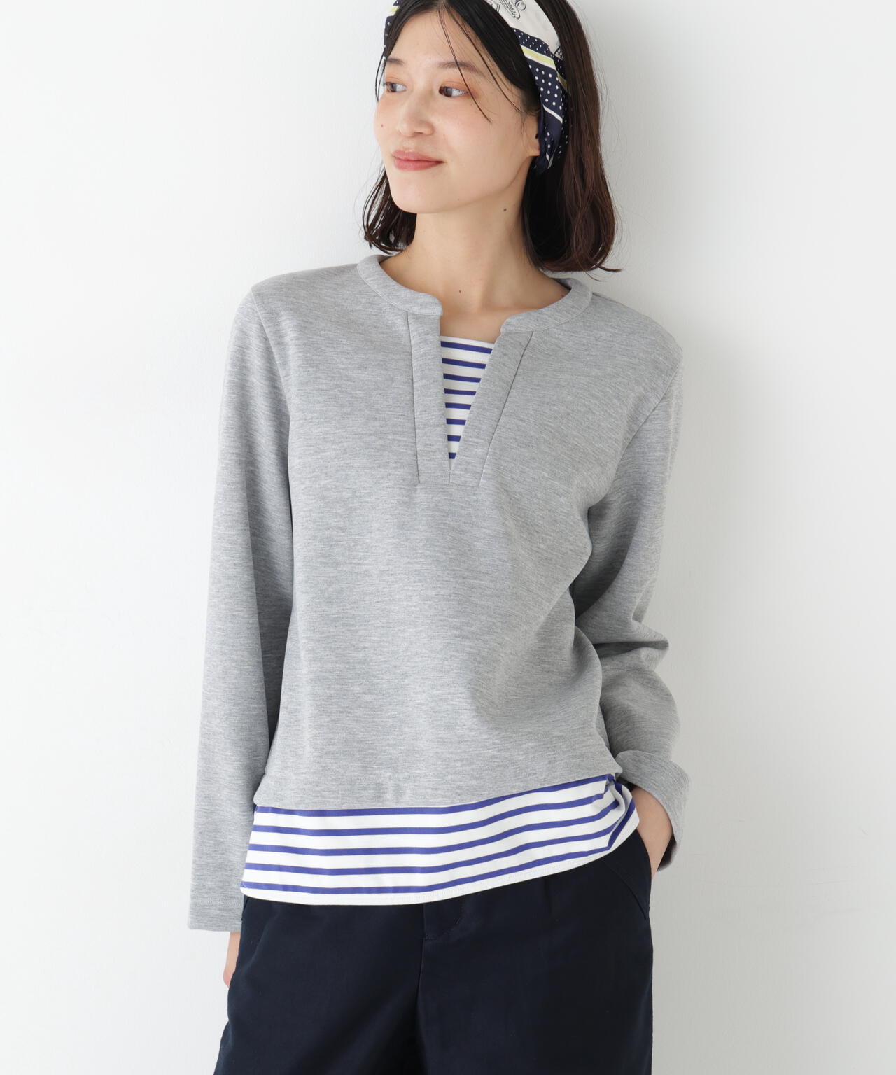 ボーダーレイヤード風プルオーバー