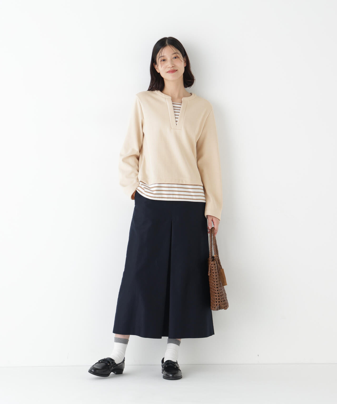 ボーダーレイヤード風プルオーバー