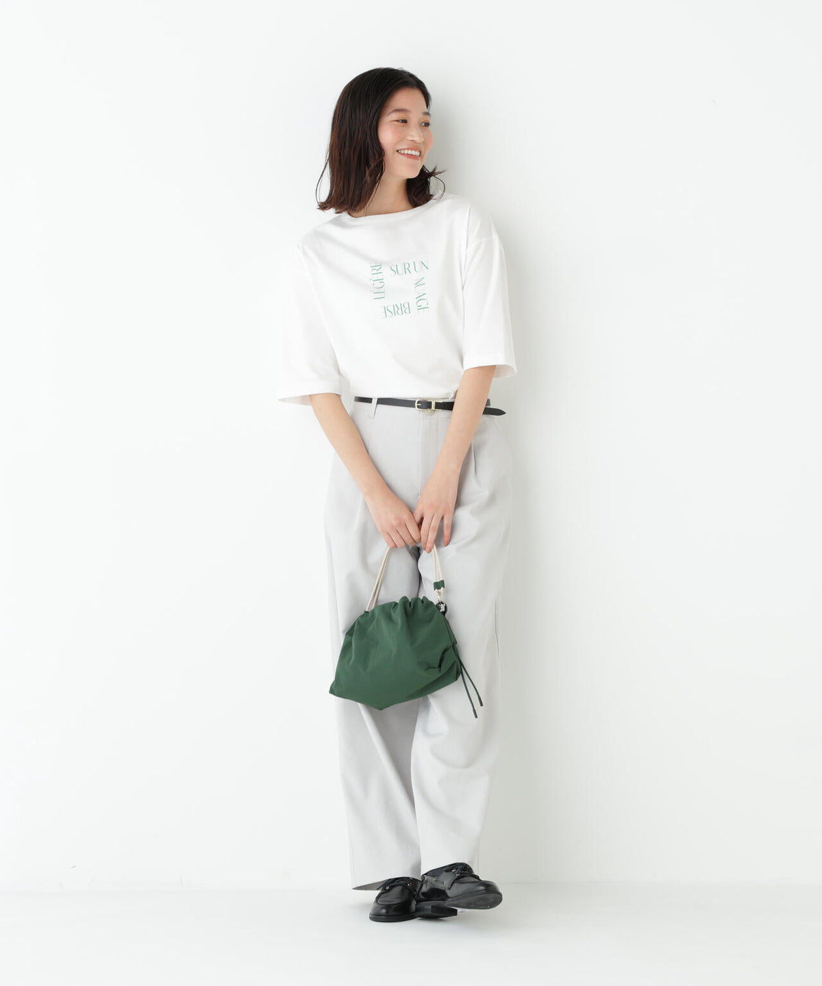 《リサイクル素材使用》TSUNAGU 6分袖ロゴTシャツ