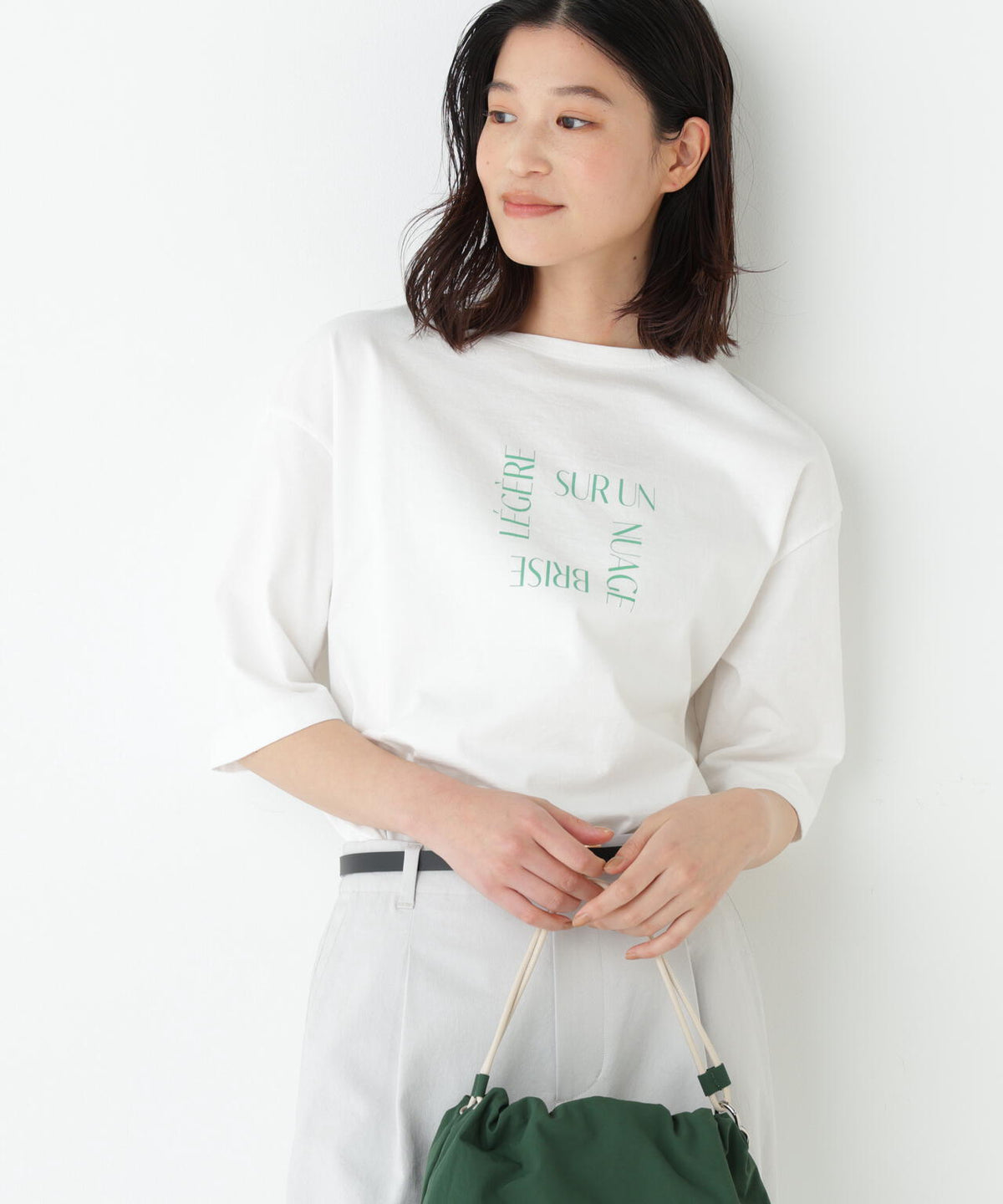 《リサイクル素材使用》TSUNAGU 6分袖ロゴTシャツ