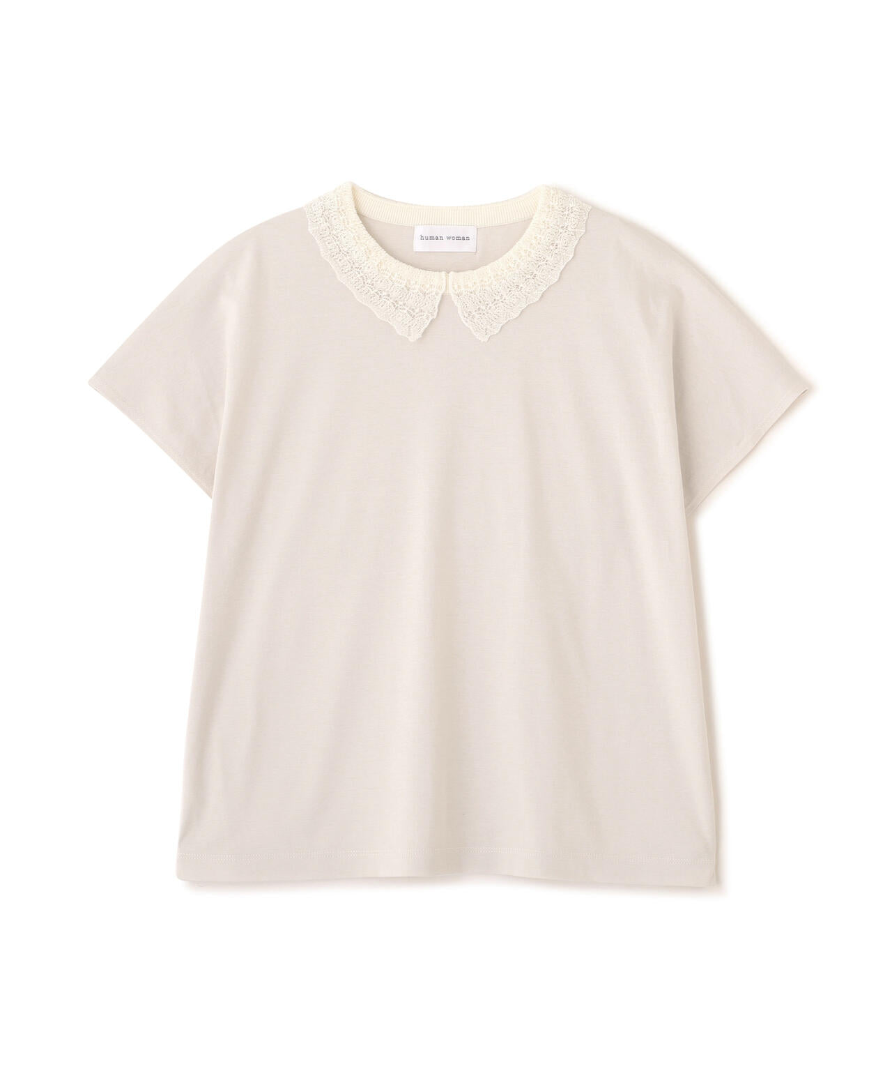 《洗える》レース衿スムースTシャツ