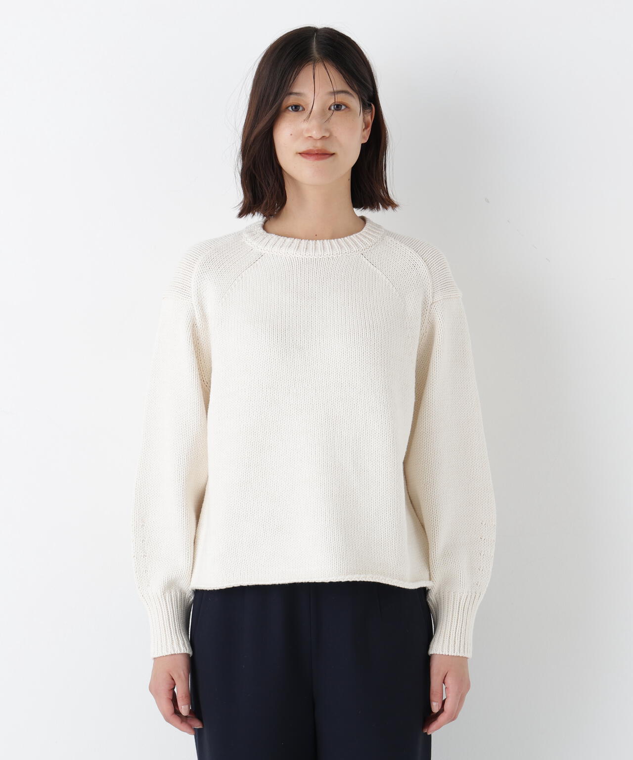 コットンミックスローゲージニットプルオーバー