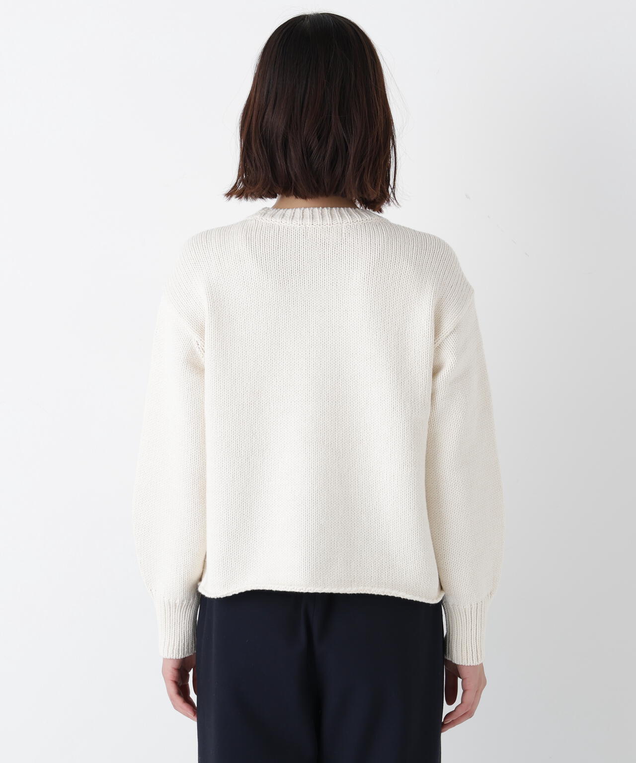 《洗える》コットンミックスローゲージニットプルオーバー