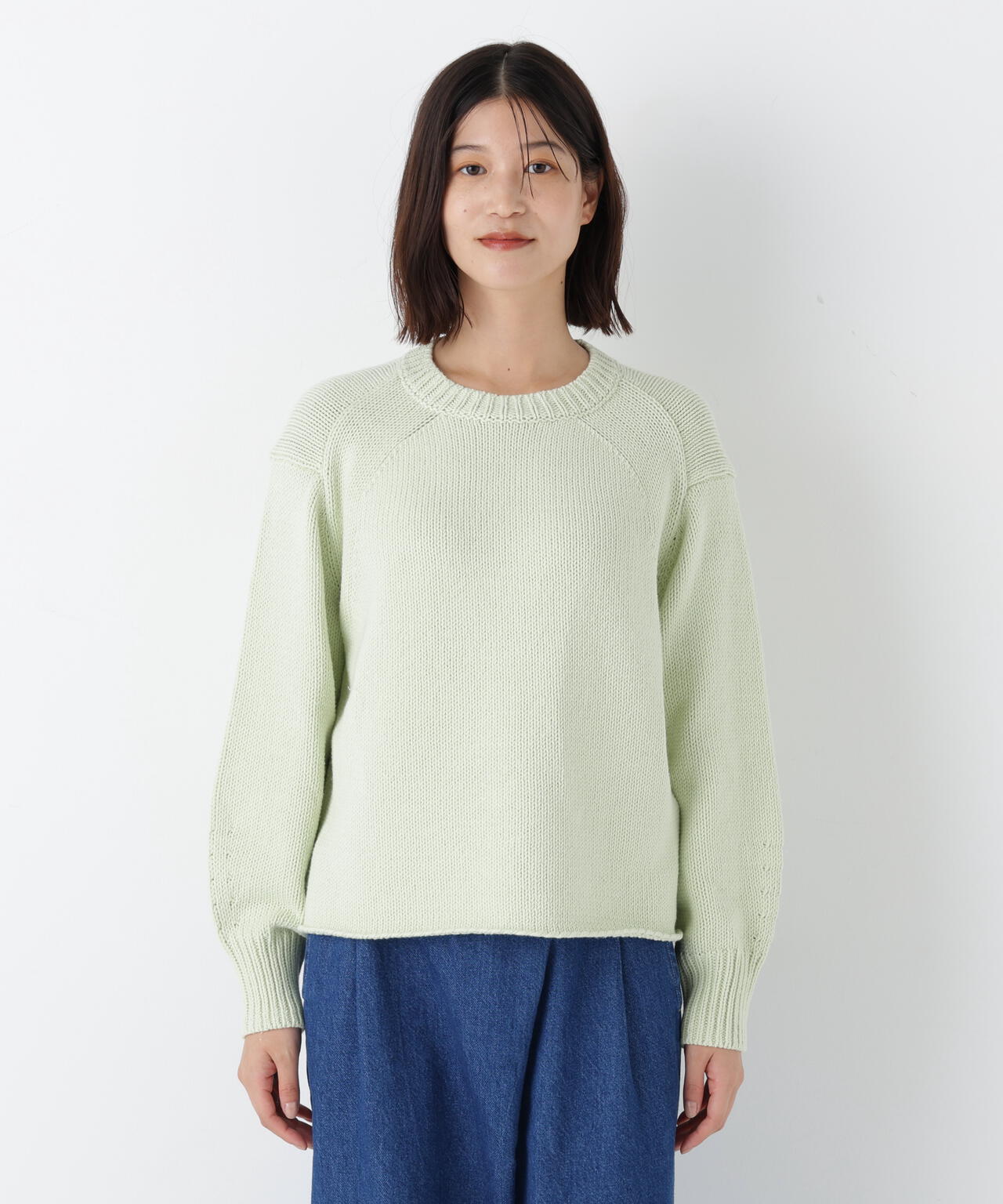 《洗える》コットンミックスローゲージニットプルオーバー
