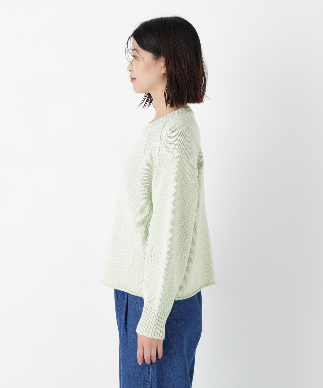 コットンミックスローゲージニットプルオーバー