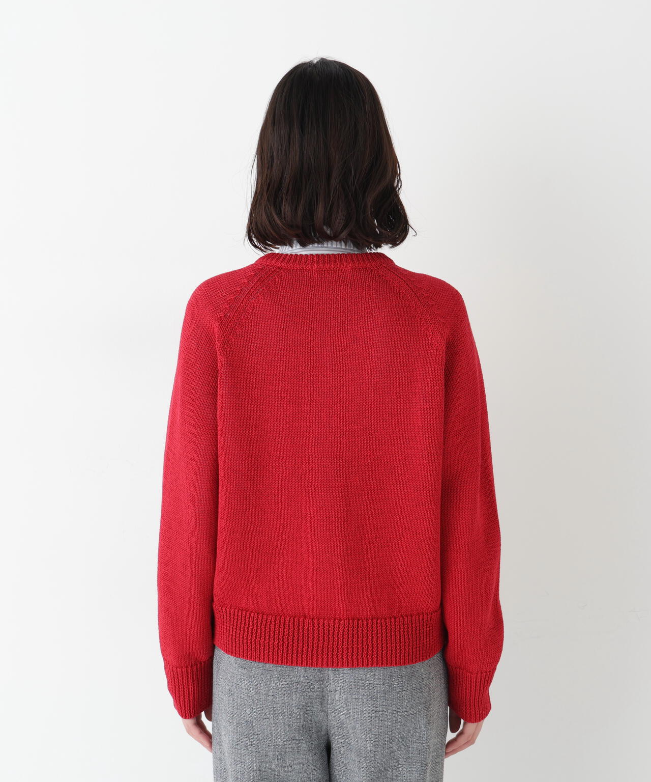 ≪定番 / 洗える≫ギマコットンキーネックニットカーディガン