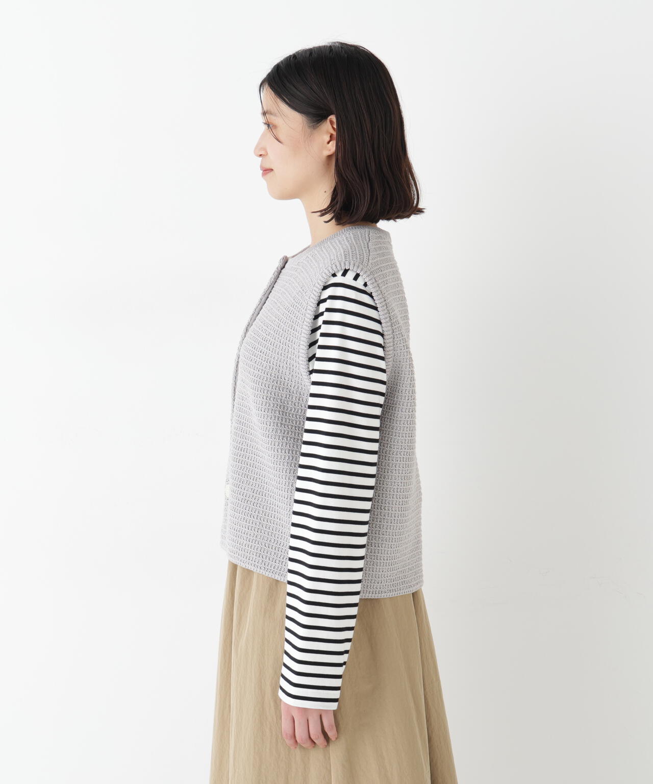 ≪定番 / 洗える≫ギマコットン地柄ニットベスト