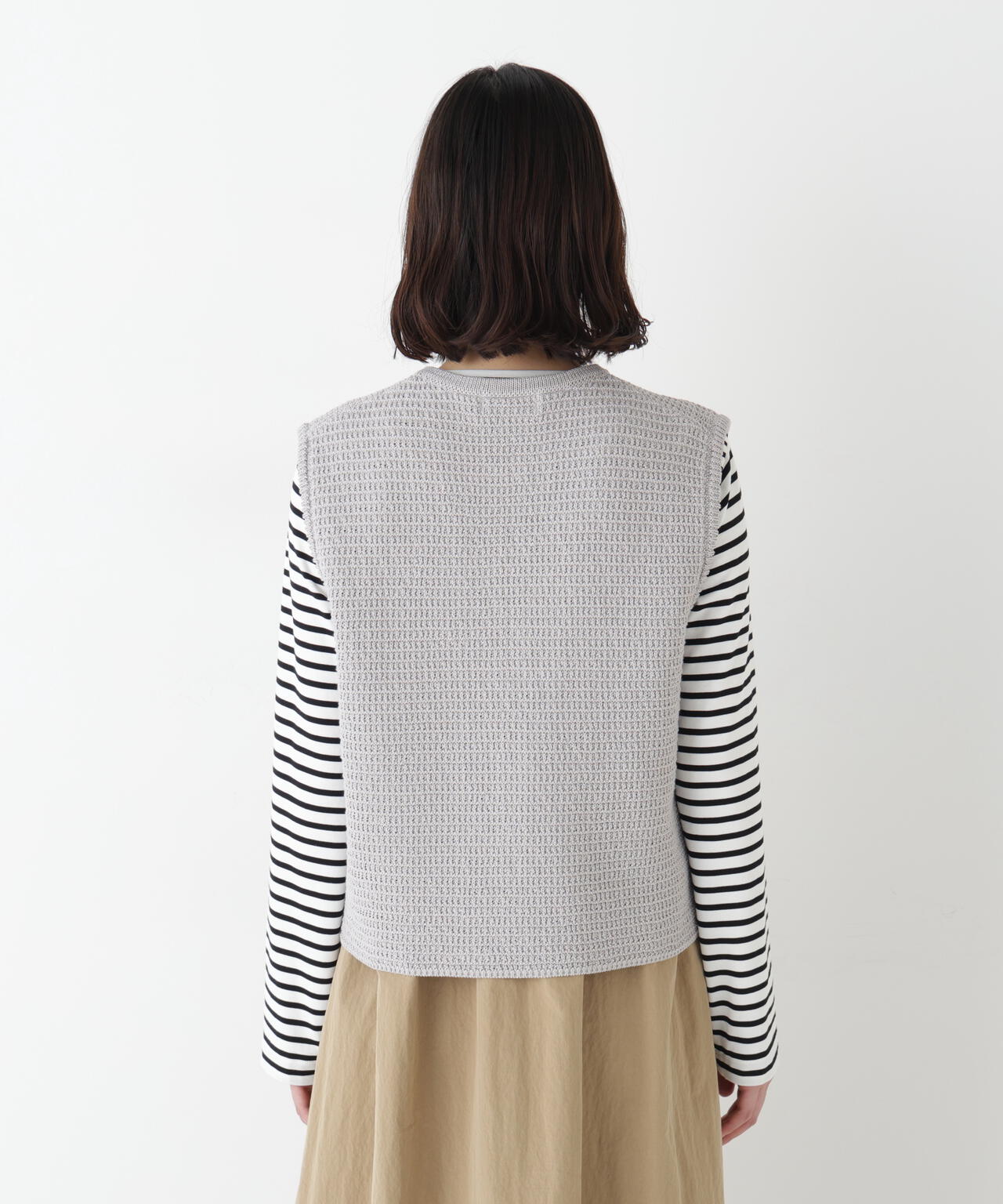 ≪定番 / 洗える≫ギマコットン地柄ニットベスト