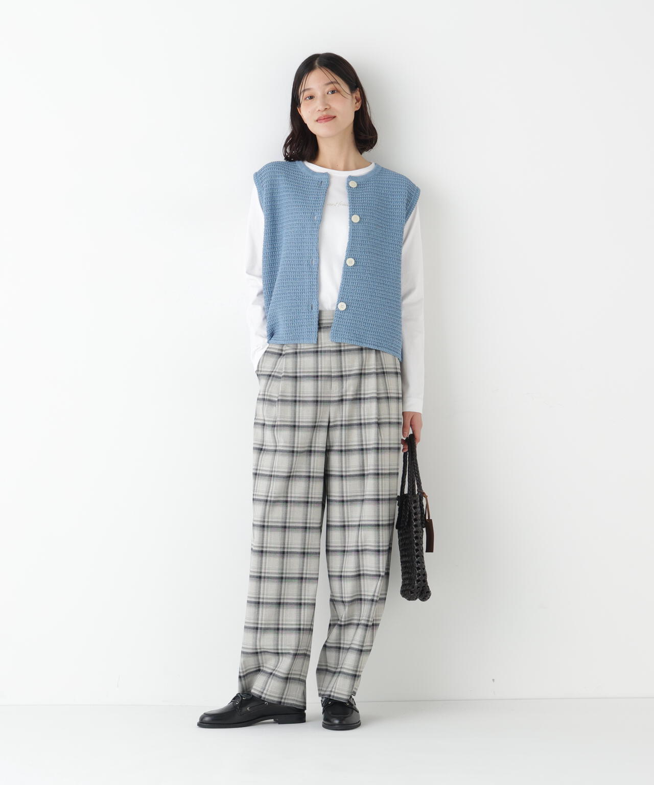 ≪定番 / 洗える≫ギマコットン地柄ニットベスト