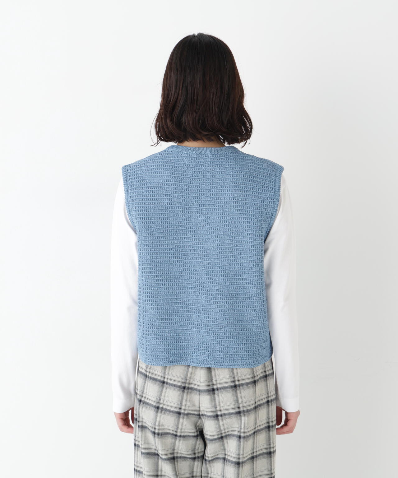 ≪定番 / 洗える≫ギマコットン地柄ニットベスト