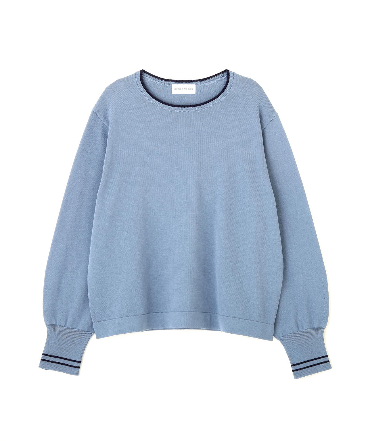 ≪オーガニックコットン混 / 洗える≫ライン入りニットプルオーバー