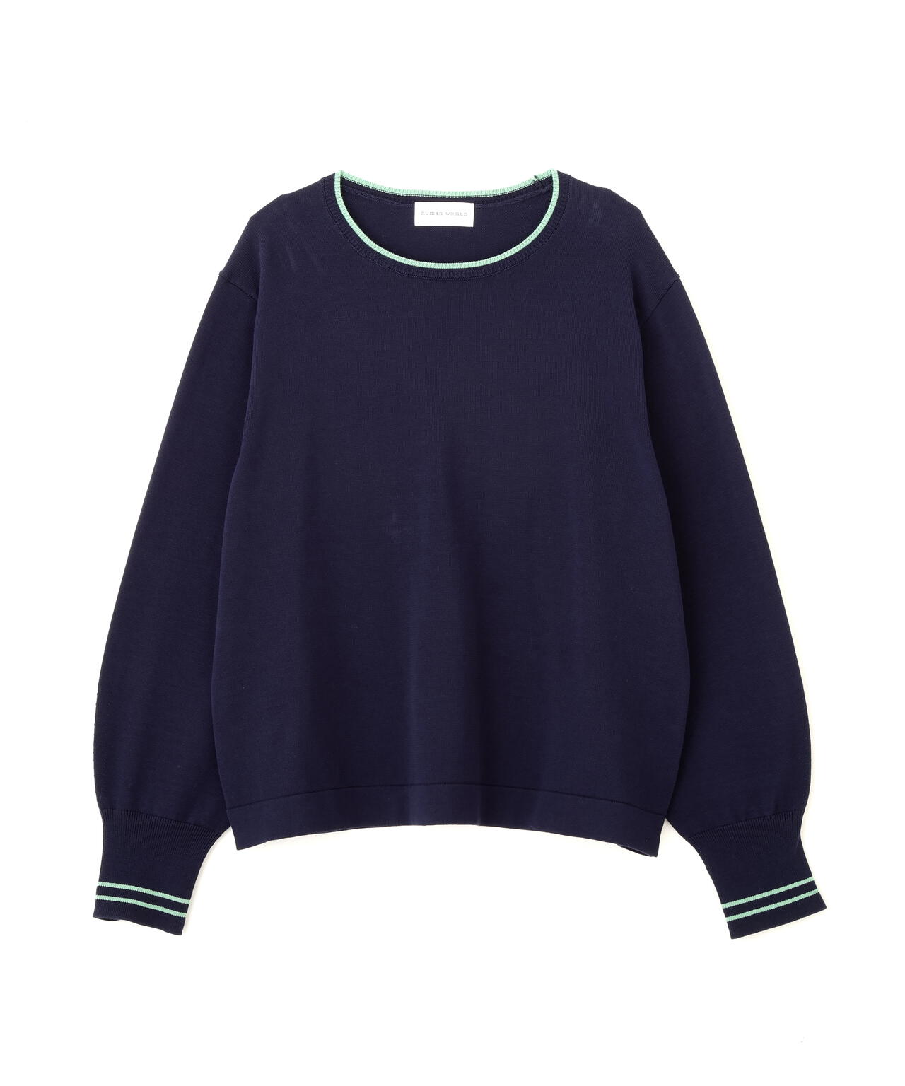 ≪オーガニックコットン混 / 洗える≫ライン入りニットプルオーバー