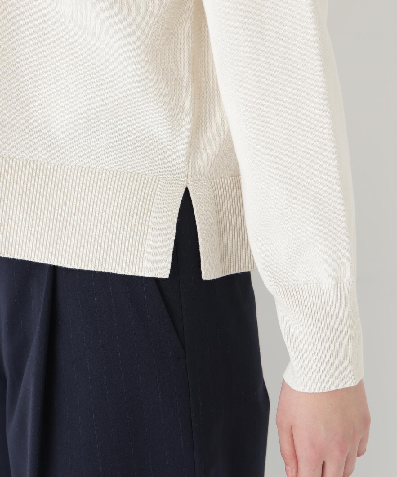 《オーガニックコットン混》フリルニットプルオーバー